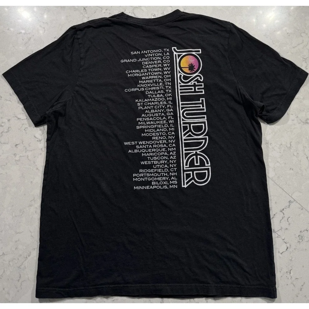 Josh‎ Turner Country Music Tour T-Shirt Unisex XL Black Graphic Double Sided Tee